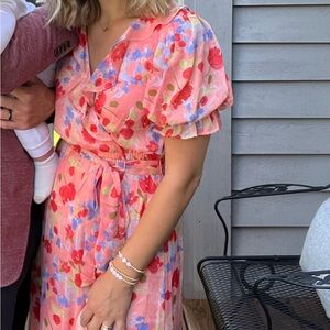 Pink Multi Colored Floral Dress